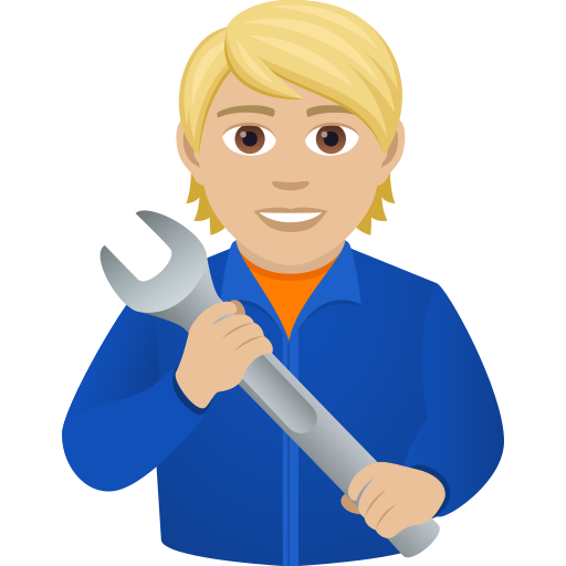 Thợ máy: màu da sáng trung bình cho JoyPixels 9.0