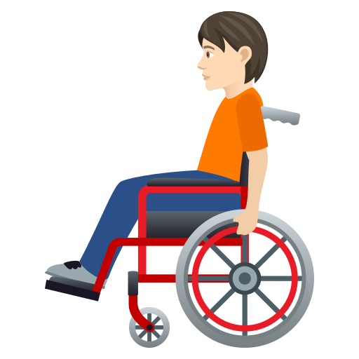 Osoba na wózku inwalidzkim: karnacja jasna dla JoyPixels 9.0