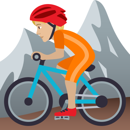Persona amb bicicleta de muntanya: pell mitjana-clara per JoyPixels 9.0