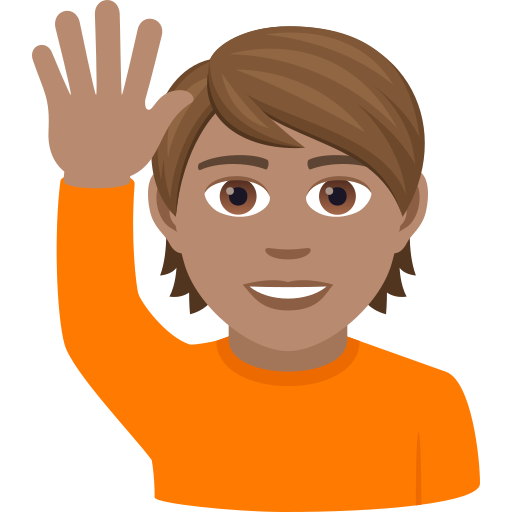 Elini kaldırma: orta cilt tonu için JoyPixels 9.0