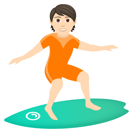 Sörf yapan kişi: açık cilt tonu için JoyPixels 9.0