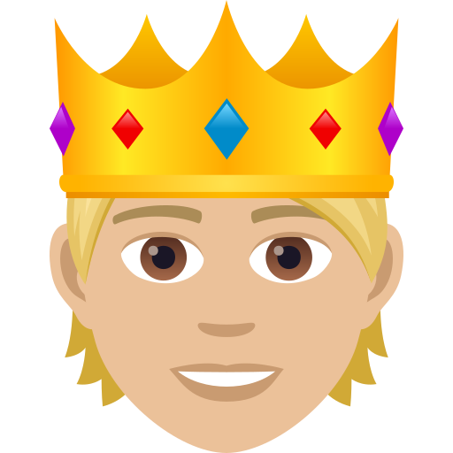 Taç takmış insan: orta açık cilt tonu için JoyPixels 9.0