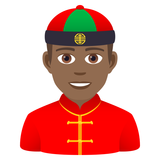 Άντρας με κινέζικο καπέλο: μεσαίος-σκούρος τόνος δέρματος για JoyPixels 9.0