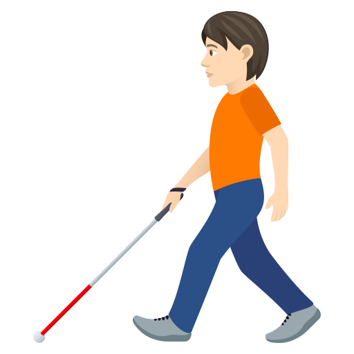 Άτομο με μπαστούνι για τυφλούς: ανοιχτόχρωμος τόνος δέρματος για JoyPixels 9.0