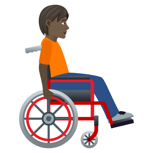 Osoba na ručním invalidním vozíku otočená doprava: tmavý odstín pleti pro JoyPixels 9.0