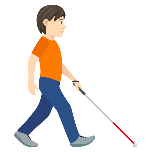 Beyaz Bastonlu ve Sağa Bakan Kişi: Açık Ten Rengi için JoyPixels 9.0