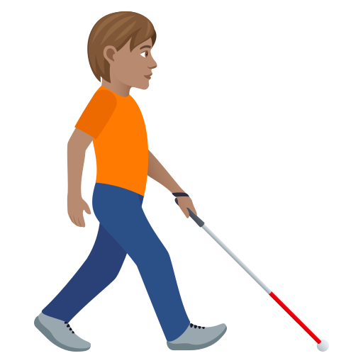 Personne avec une canne blanche tournée vers la droite : teint moyen pour JoyPixels 9.0