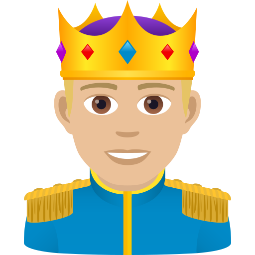 Prens: orta açık cilt tonu için JoyPixels 9.0