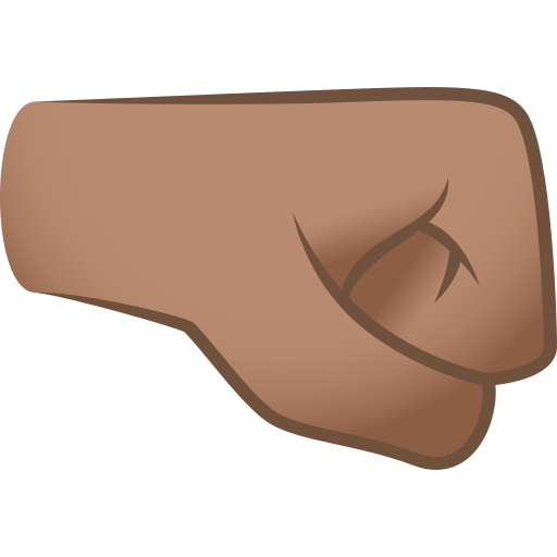 第朝右的拳头: 中等肤色号为第JoyPixels 9.0号