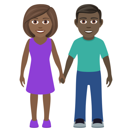 JoyPixels 9.0의 경우 손을 잡고 있는 남녀: 진한 갈색 피부 검은색 피부