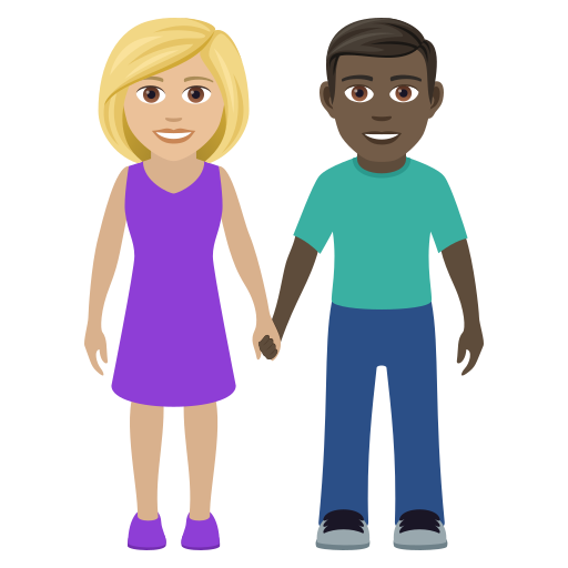 Woman and Man Holding Hands: Medium-Light Skin Tone, Dark Skin Tone for JoyPixels 9.0