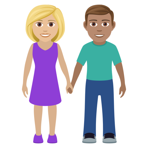 Nainen ja mies kädestä pitäen: Keskivaalea ihonsävy, Keskivaalea ihonsävy. varten JoyPixels 9.0