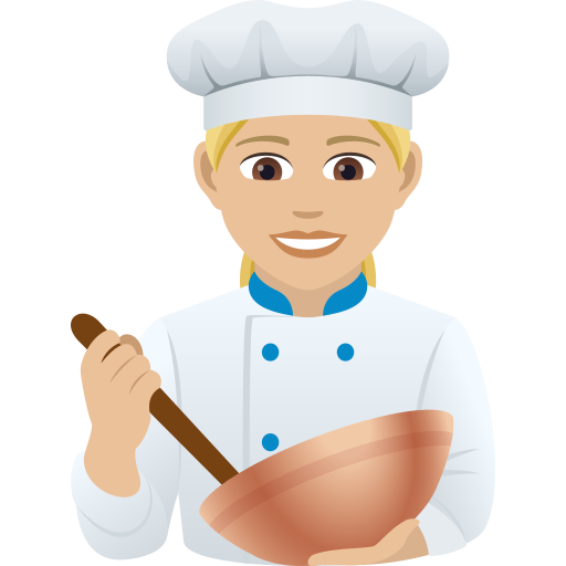 Μαγείρισσα: μεσαίος-ανοιχτόχρωμος τόνος δέρματος για JoyPixels 9.0