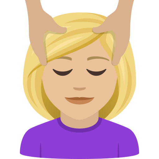 Người phụ nữ được xoa bóp mặt: màu da sáng trung bình cho JoyPixels 9.0