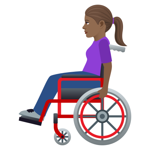 Kvinna i manuell rullstol: mellanmörk hy för JoyPixels 9.0