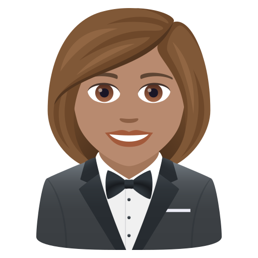 Nainen smokissa: keskiruskea ihonväri varten JoyPixels 9.0