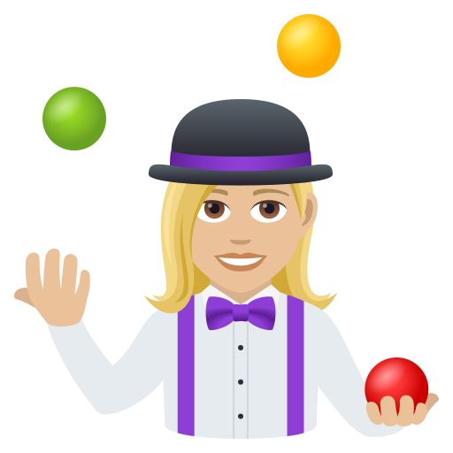 Jonglör kadın: orta açık cilt tonu için JoyPixels 9.0