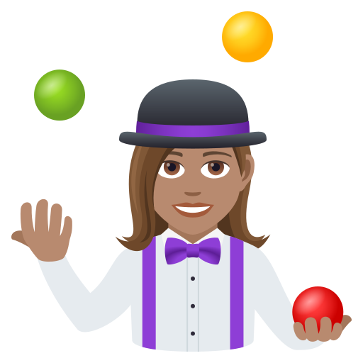 Kvindelig jonglør: medium teint for JoyPixels 9.0