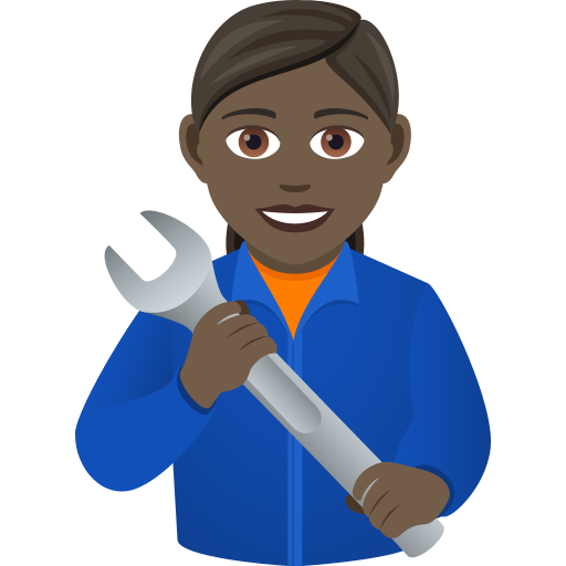 Kadın tamirci: koyu cilt tonu için JoyPixels 9.0