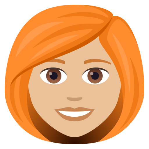 Dona: pell mitjana-clara, cabell vermell per JoyPixels 9.0