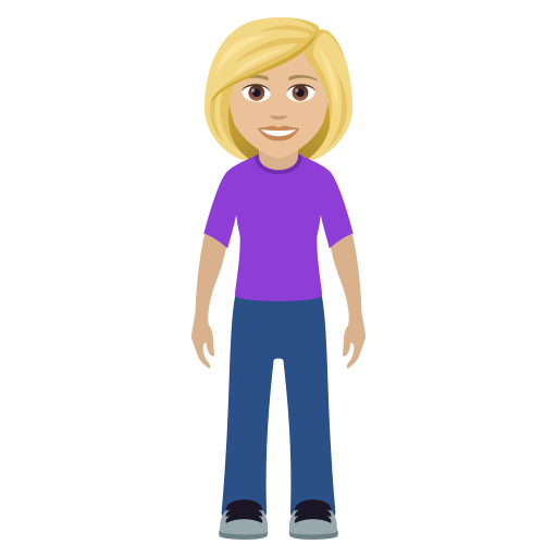 ผู้หญิงยืน: โทนผิวสีขาวเหลือง สำหรับ JoyPixels 9.0