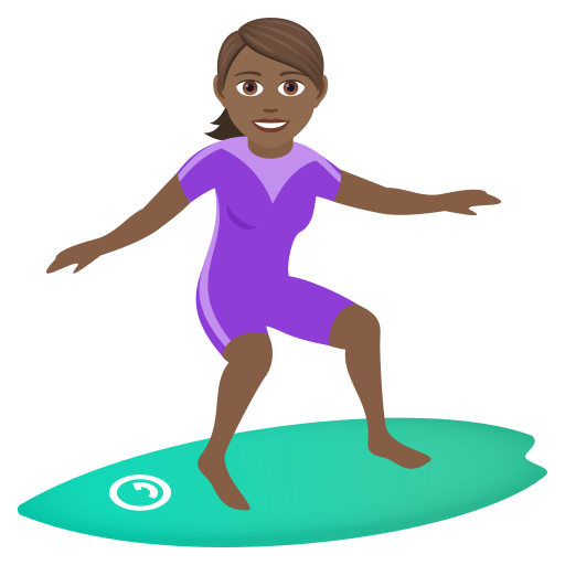 Surfování pro ženy: Středně tmavý odstín pleti pro JoyPixels 9.0