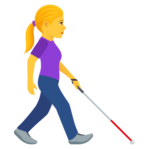 Woman with White Cane Facing Right for JoyPixels 9.0