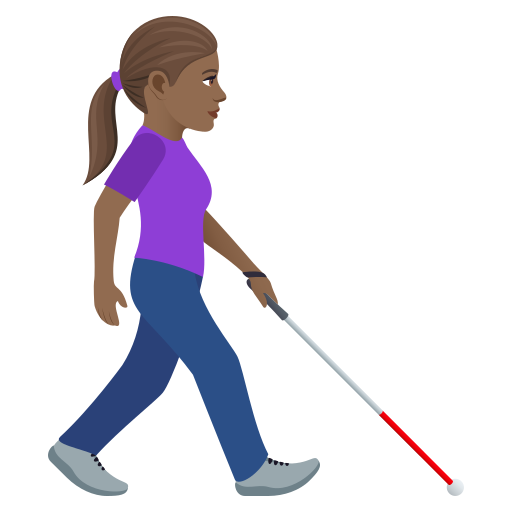 Žena s bílou holí směřující doprava: středně tmavý odstín pleti pro JoyPixels 9.0