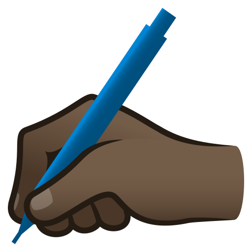 יד כותבת: גוון עור כהה עבור JoyPixels 9.0