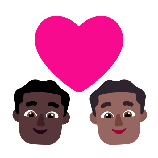 Par med hjerte: mand, mand, mørk teint og medium til mørk teint for Microsoft Windows 11 23H2 June 2024 Update