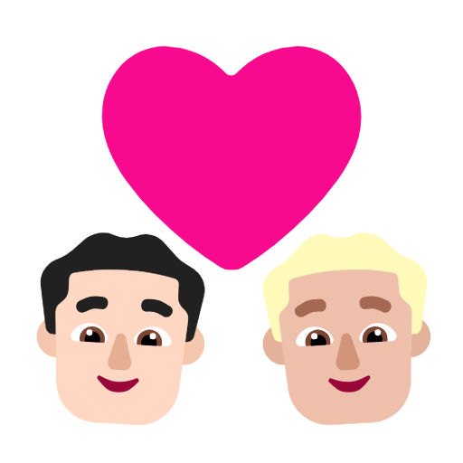 Stel met hart: man, man, lichte huidskleur, lichtgetinte huidskleur voor Microsoft Windows 11 23H2 June 2024 Update