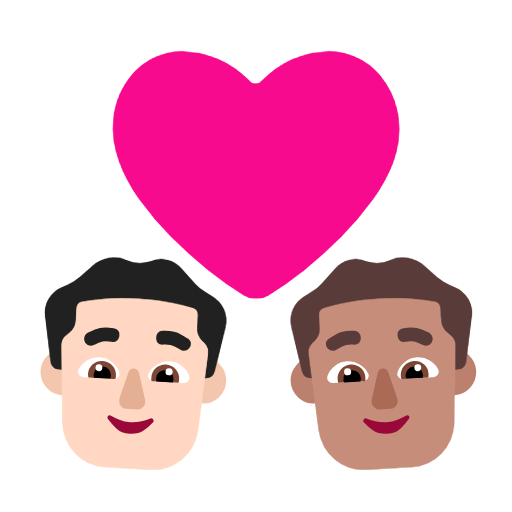 Pár se srdcem: Muž, Muž, Světlý odstín pleti, Střední odstín pleti pro Microsoft Windows 11 23H2 June 2024 Update