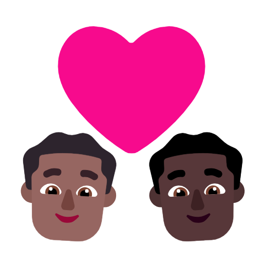 Stel met hart: man, man, donkergetinte huidskleur, donkere huidskleur voor Microsoft Windows 11 23H2 June 2024 Update