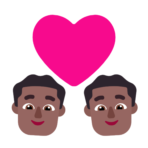 Pár se srdcem: Muž, Muž, Středně tmavý odstín pleti pro Microsoft Windows 11 23H2 June 2024 Update