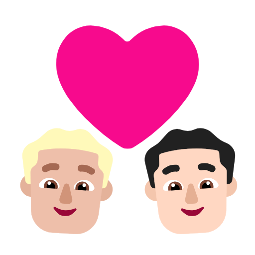 Stel met hart: man, man, lichtgetinte huidskleur, lichte huidskleur voor Microsoft Windows 11 23H2 June 2024 Update