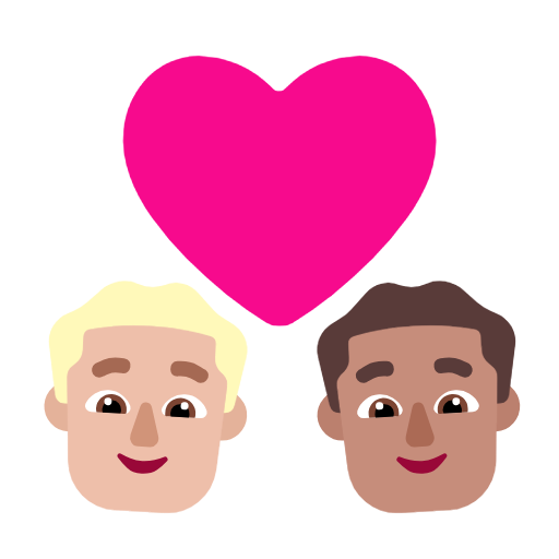 Par med hjerte: mand, mand, medium til lys teint og medium teint for Microsoft Windows 11 23H2 June 2024 Update