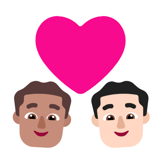 Pár se srdcem: Muž, Muž, Střední odstín pleti, Světlý odstín pleti pro Microsoft Windows 11 23H2 June 2024 Update