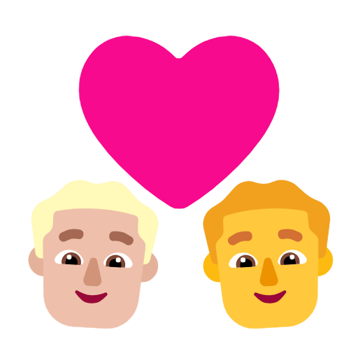 Pár se srdcem – muž: středně světlý tón pleti, muž: žádný tón pleti pro Microsoft Windows 11 23H2 June 2024 Update