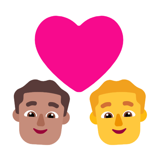 Pár se srdcem – muž: střední tón pleti, muž: žádný tón pleti pro Microsoft Windows 11 23H2 June 2024 Update