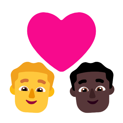 Koppel met hart - Man: Geen huidskleur, Man: Donkere huidskleur voor Microsoft Windows 11 23H2 June 2024 Update