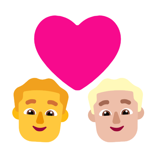 Pár se srdcem – muž: žádný tón pleti, muž: středně světlý tón pleti pro Microsoft Windows 11 23H2 June 2024 Update