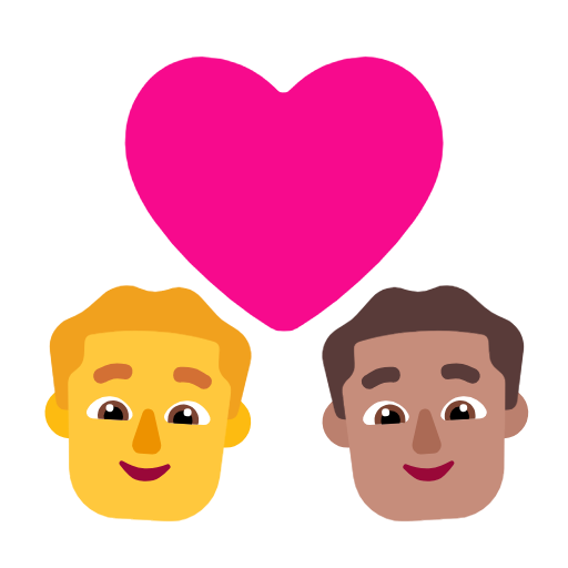 Pár se srdcem – muž: bez tónu pleti, muž: střední tón pleti pro Microsoft Windows 11 23H2 June 2024 Update