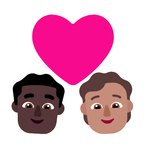 Couple With Heart: Man, Person, Dark Skin Tone, Medium Skin Tone for Microsoft Windows 11 23H2 June 2024 Update