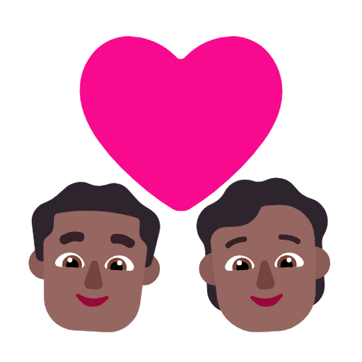 Par med hjerte: mand, person, medium-mørk hudfarve for Microsoft Windows 11 23H2 June 2024 Update