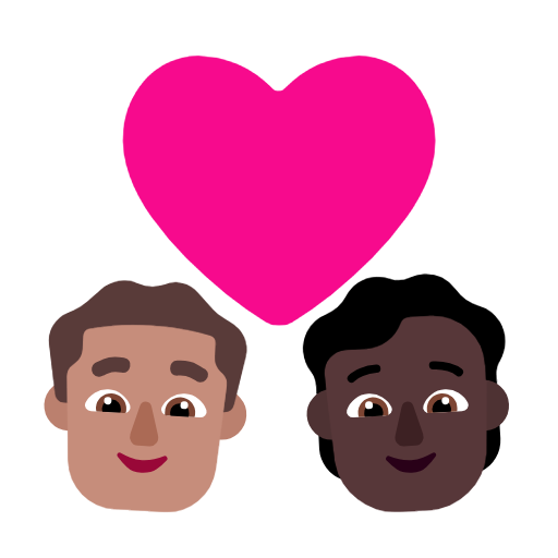Couple With Heart: Man, Person, Medium Skin Tone, Dark Skin Tone for Microsoft Windows 11 23H2 June 2024 Update