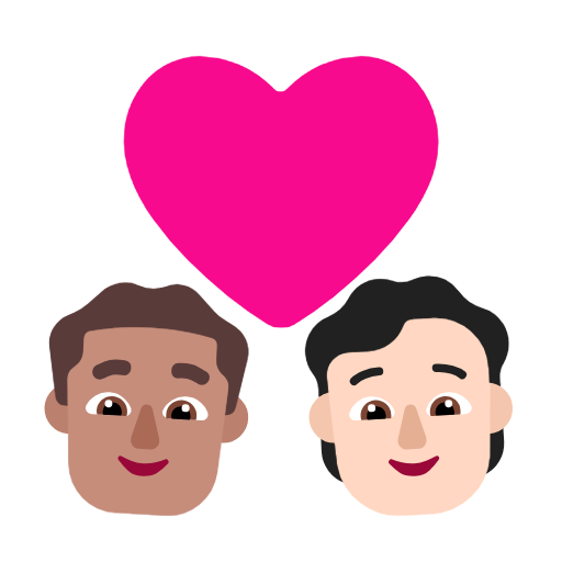 Couple With Heart: Man, Person, Medium Skin Tone, Light Skin Tone for Microsoft Windows 11 23H2 June 2024 Update