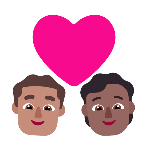 Coppia con cuore: uomo, persona, carnagione media, carnagione medio-scura per Microsoft Windows 11 23H2 June 2024 Update