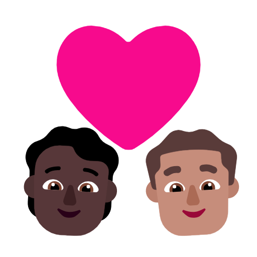 Couple With Heart: Person, Man, Dark Skin Tone, Medium Skin Tone for Microsoft Windows 11 23H2 June 2024 Update