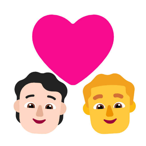 Koppel met hart: Persoon, Man, Lichte huidskleur, Geen huidskleur voor Microsoft Windows 11 23H2 June 2024 Update