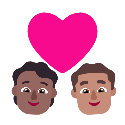 Pár se srdcem: osoba, muž, středně tmavý odstín pleti, střední tón pleti pro Microsoft Windows 11 23H2 June 2024 Update